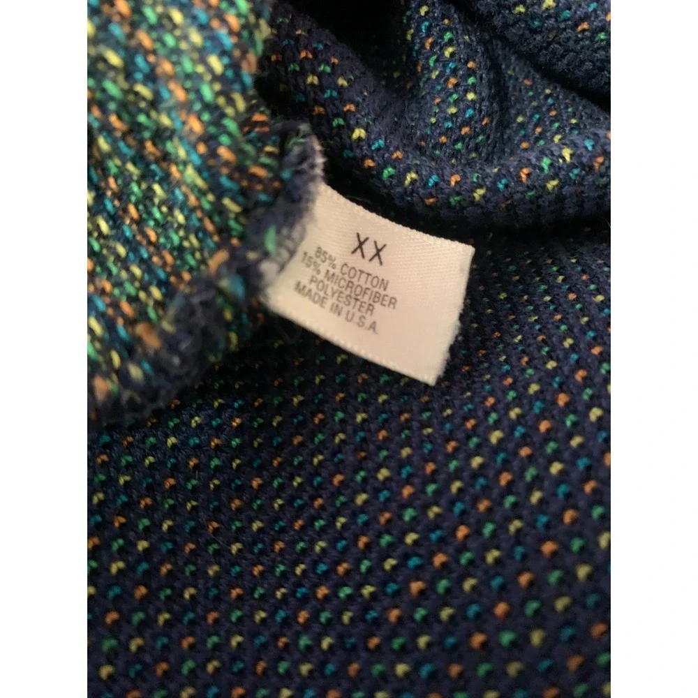 St Croix 2XL Mens V Neck Sweater‎ Textured Blue with Colorful Flecks